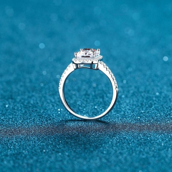 Certified 2ct. t.w. Diamond Moissanite Radiant Cut Engagement Ring NEW - Picture 4 of 8